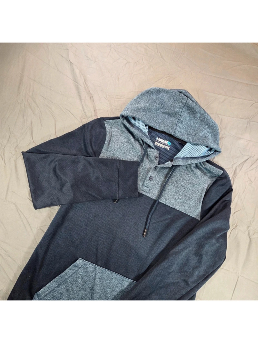 men's black and gray colorblock hooded pullover Tony Hawk